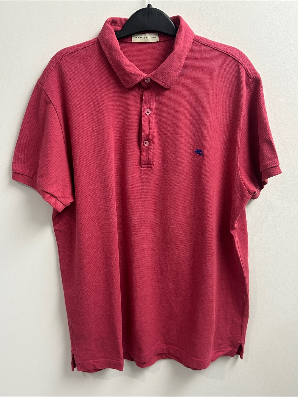 Etro Men's Raspberry Red Polo Shirt with Embroidered Logo